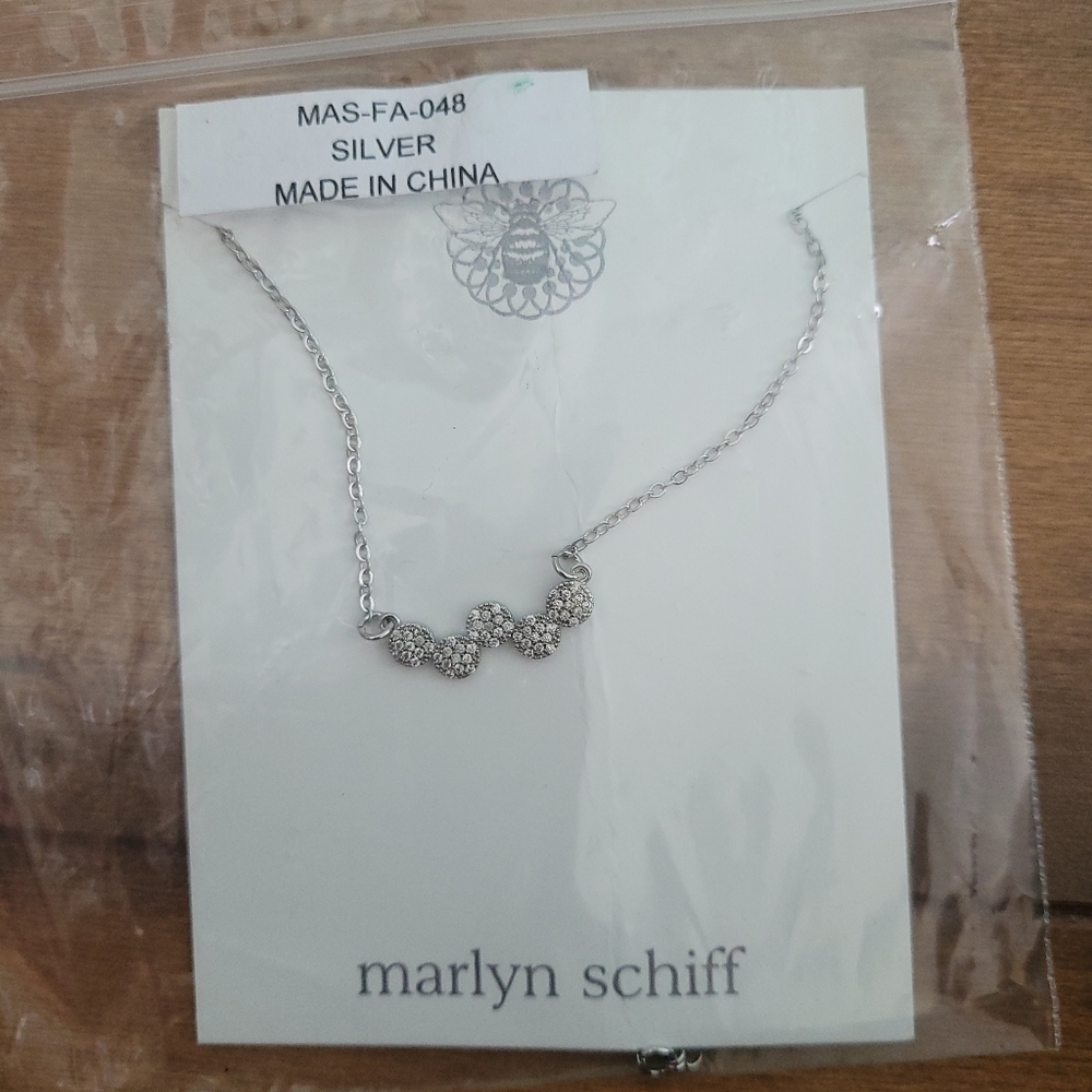 Marlyn Schiff Silver Pave Stone Necklace